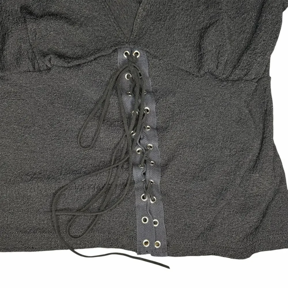 Vol 1 Y2K V-Neck Lace Up Top Size M - Picture 3 of 6
